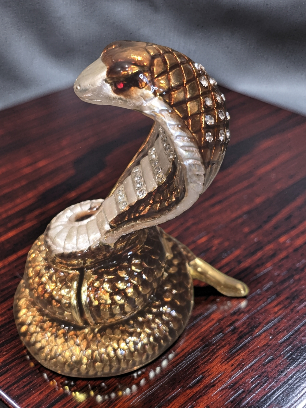 Vintage Jeweled Cobra Trinket Box